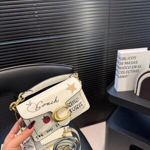 Coach Cream White New York Graphic Mini Shoulder Bag
